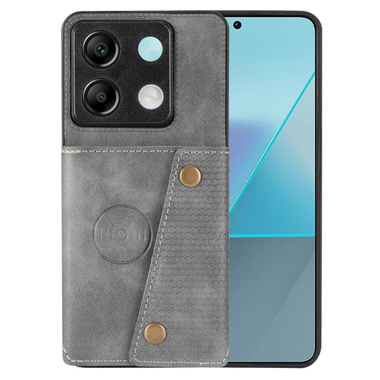 For Xiaomi Redmi Note 13 Pro 5G / Poco X6 5G Case PU Leather+TPU Phone Cover with Card Holder - Grey