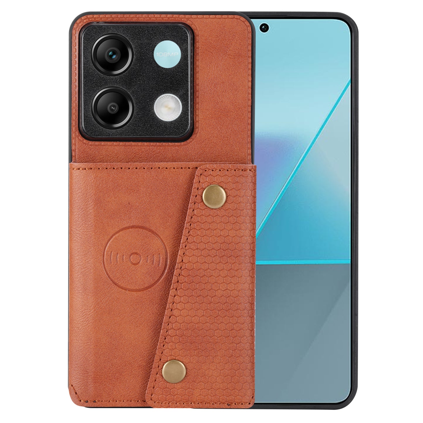For Xiaomi Redmi Note 13 Pro 5G / Poco X6 5G Case PU Leather+TPU Phone Cover with Card Holder - Light Brown