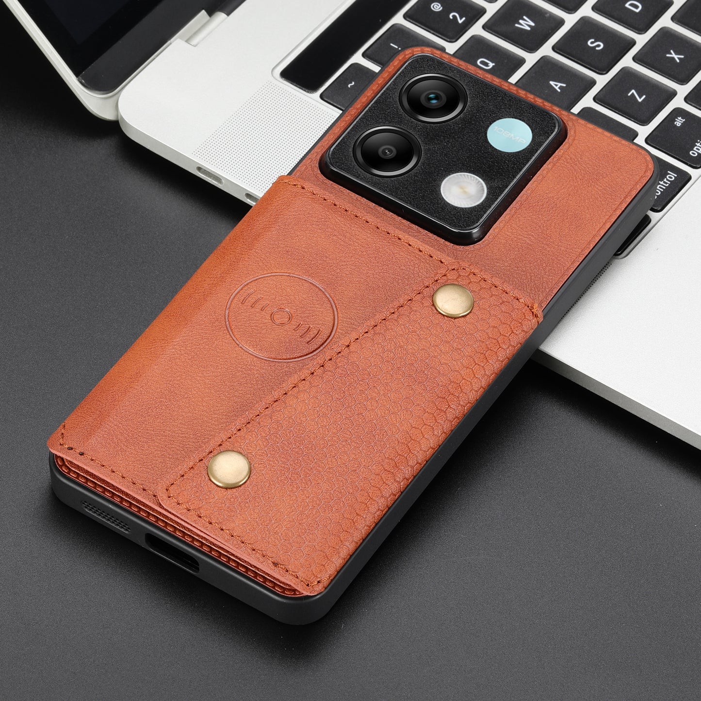 For Xiaomi Redmi Note 13 Pro 5G / Poco X6 5G Case PU Leather+TPU Phone Cover with Card Holder - Light Brown
