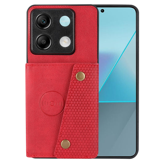 For Xiaomi Redmi Note 13 Pro 5G / Poco X6 5G Case PU Leather+TPU Phone Cover with Card Holder - Red