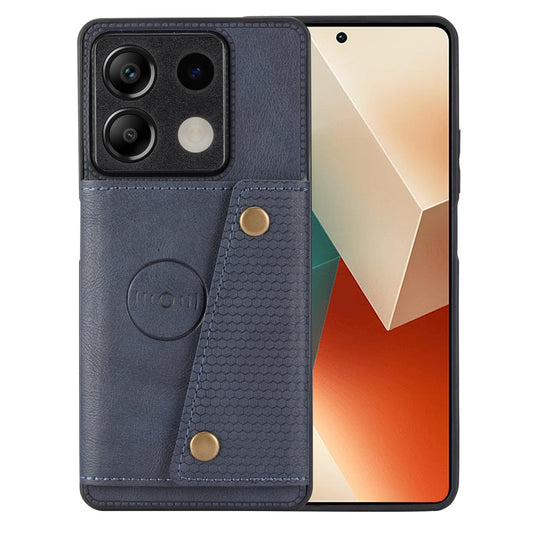 For Xiaomi Redmi Note 13 5G Case PU Leather+TPU Anti-fall Phone Cover with Card Holder - Blue