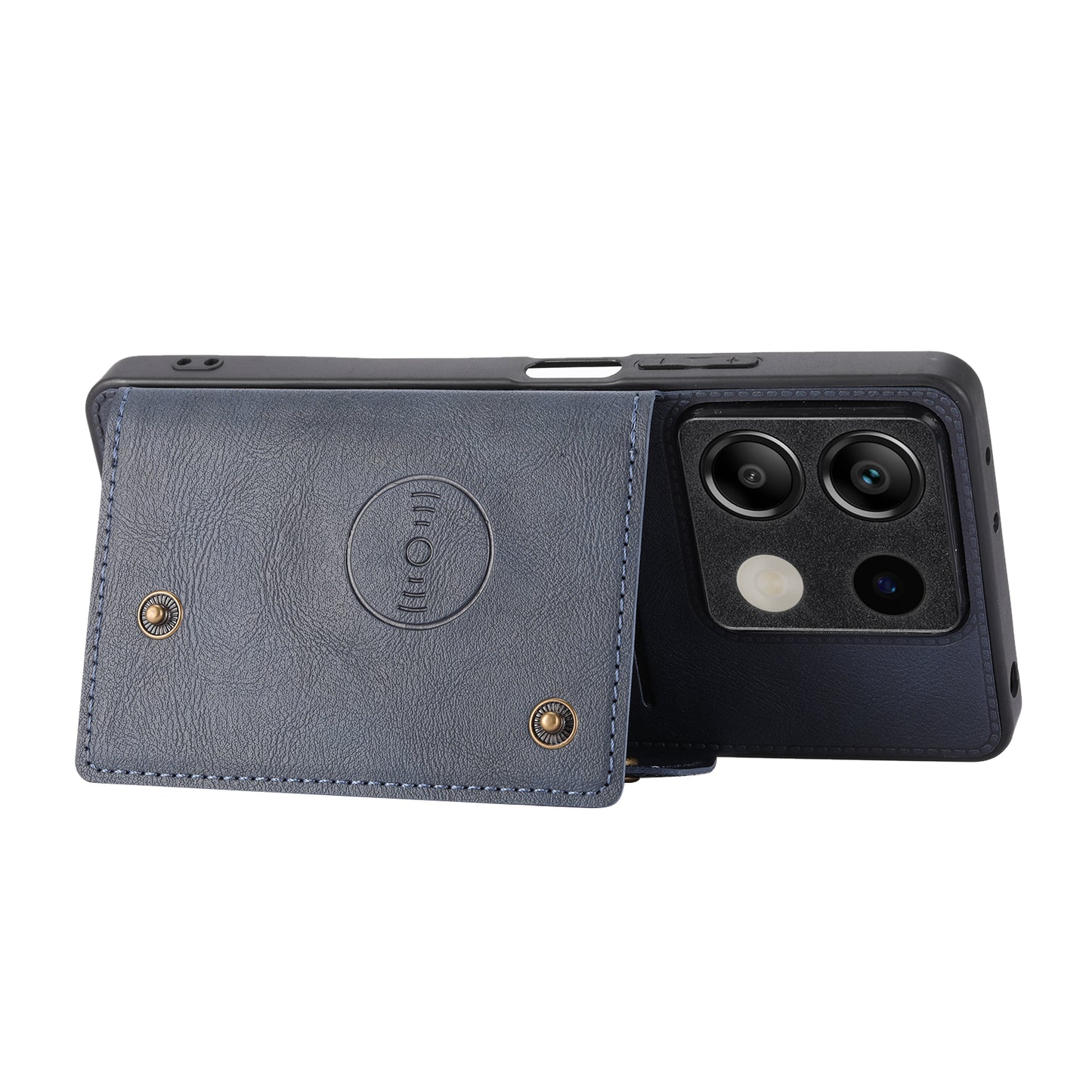 For Xiaomi Redmi Note 13 5G Case PU Leather+TPU Anti-fall Phone Cover with Card Holder - Blue