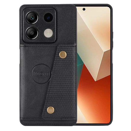 For Xiaomi Redmi Note 13 5G Case PU Leather+TPU Anti-fall Phone Cover with Card Holder - Black