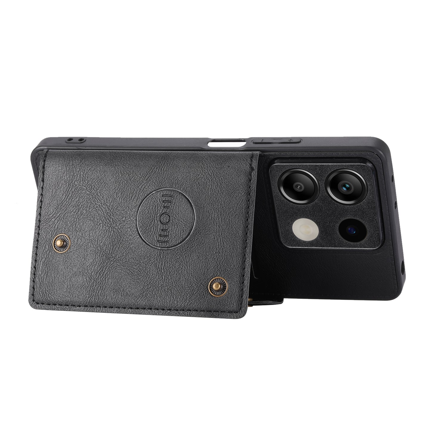 For Xiaomi Redmi Note 13 5G Case PU Leather+TPU Anti-fall Phone Cover with Card Holder - Black