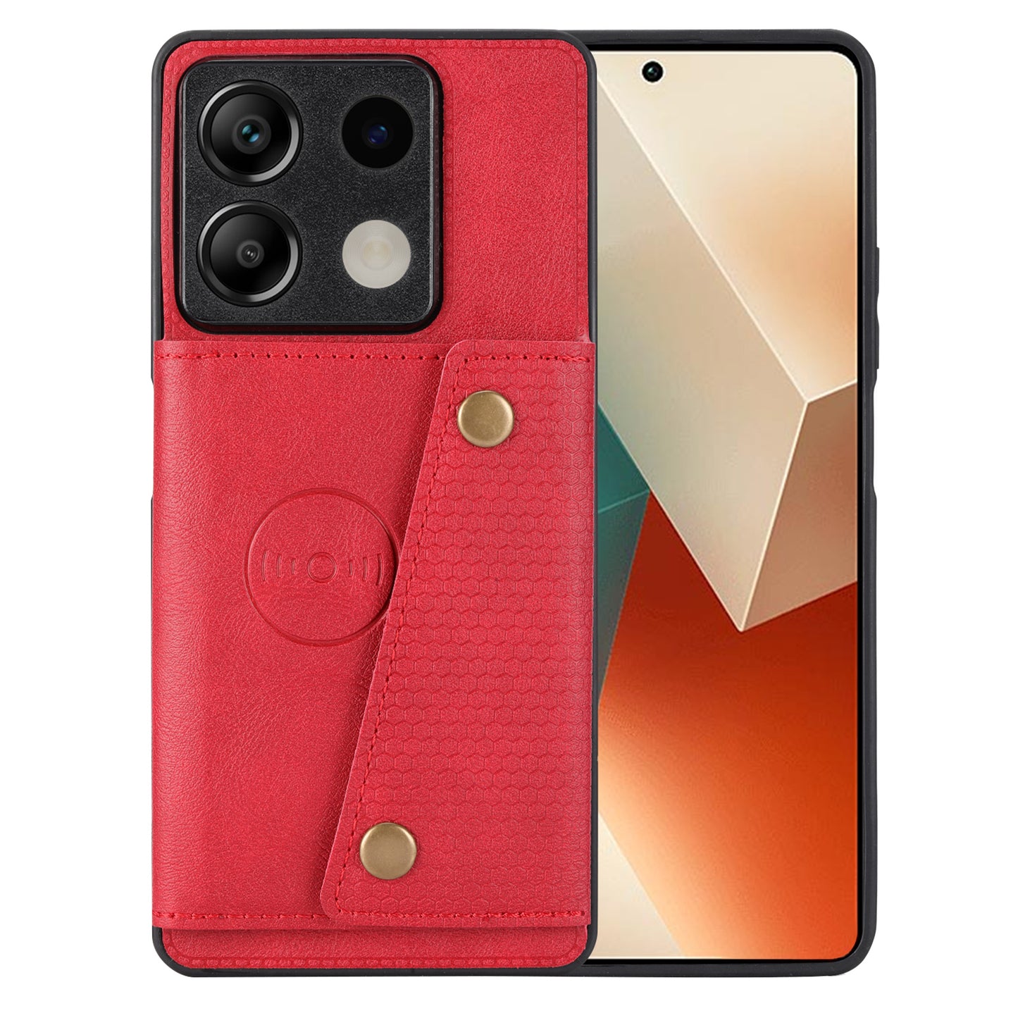 For Xiaomi Redmi Note 13 5G Case PU Leather+TPU Anti-fall Phone Cover with Card Holder - Red