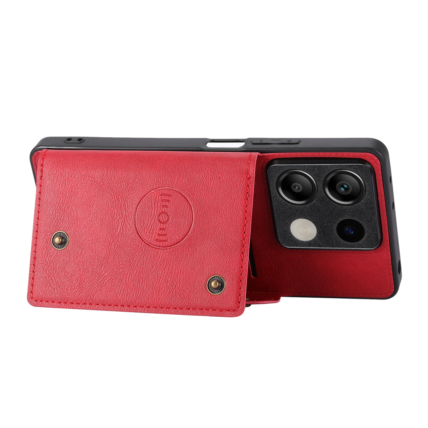 For Xiaomi Redmi Note 13 5G Case PU Leather+TPU Anti-fall Phone Cover with Card Holder - Red