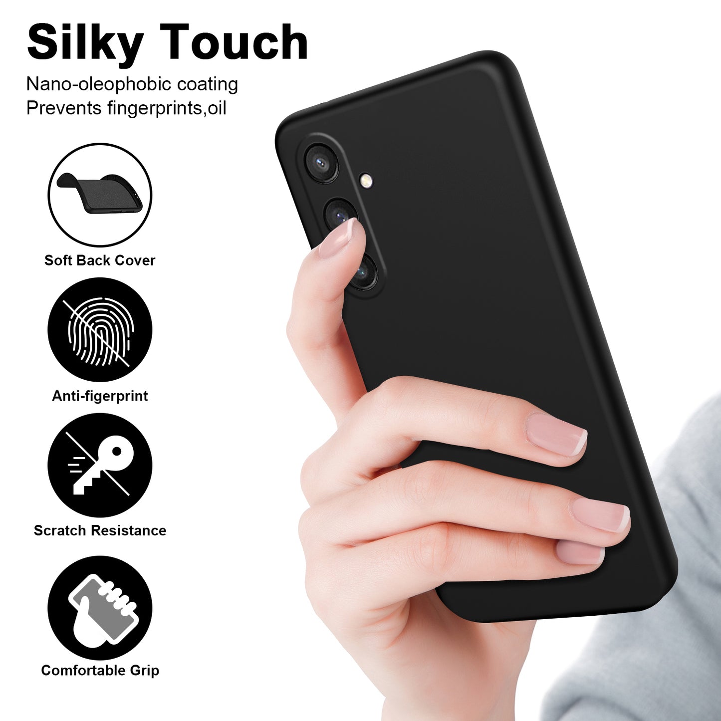 For Samsung Galaxy S24+ Case Anti-Drop Rubberized 2.2mm TPU Phone Cover - Black