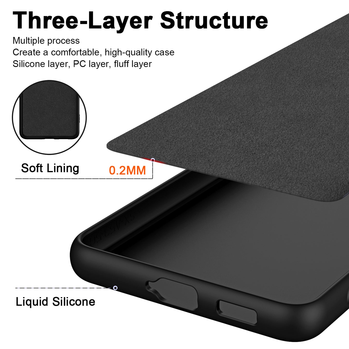 For Samsung Galaxy S24+ Case Anti-Drop Rubberized 2.2mm TPU Phone Cover - Black