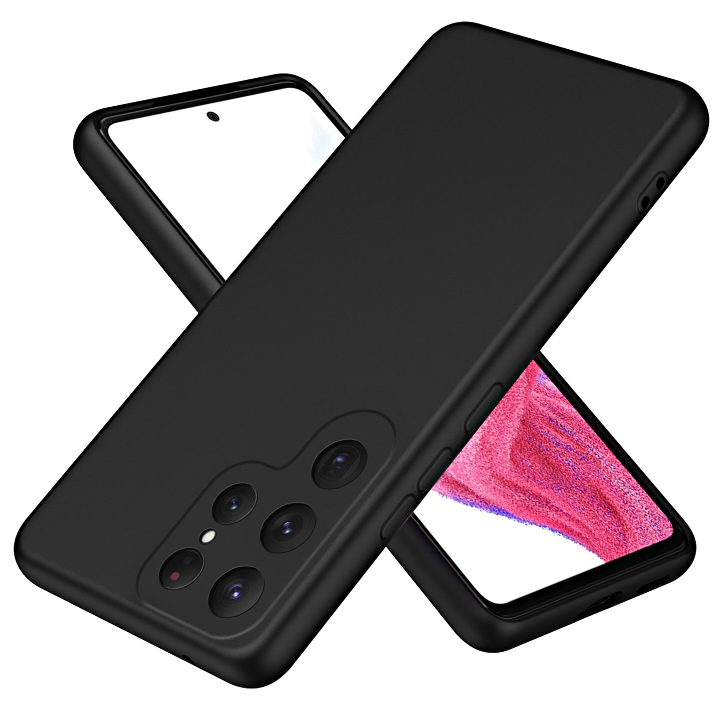 For Samsung Galaxy S24 Ultra Case Anti-Scratch Rubberized 2.2mm TPU Phone Shell - Black
