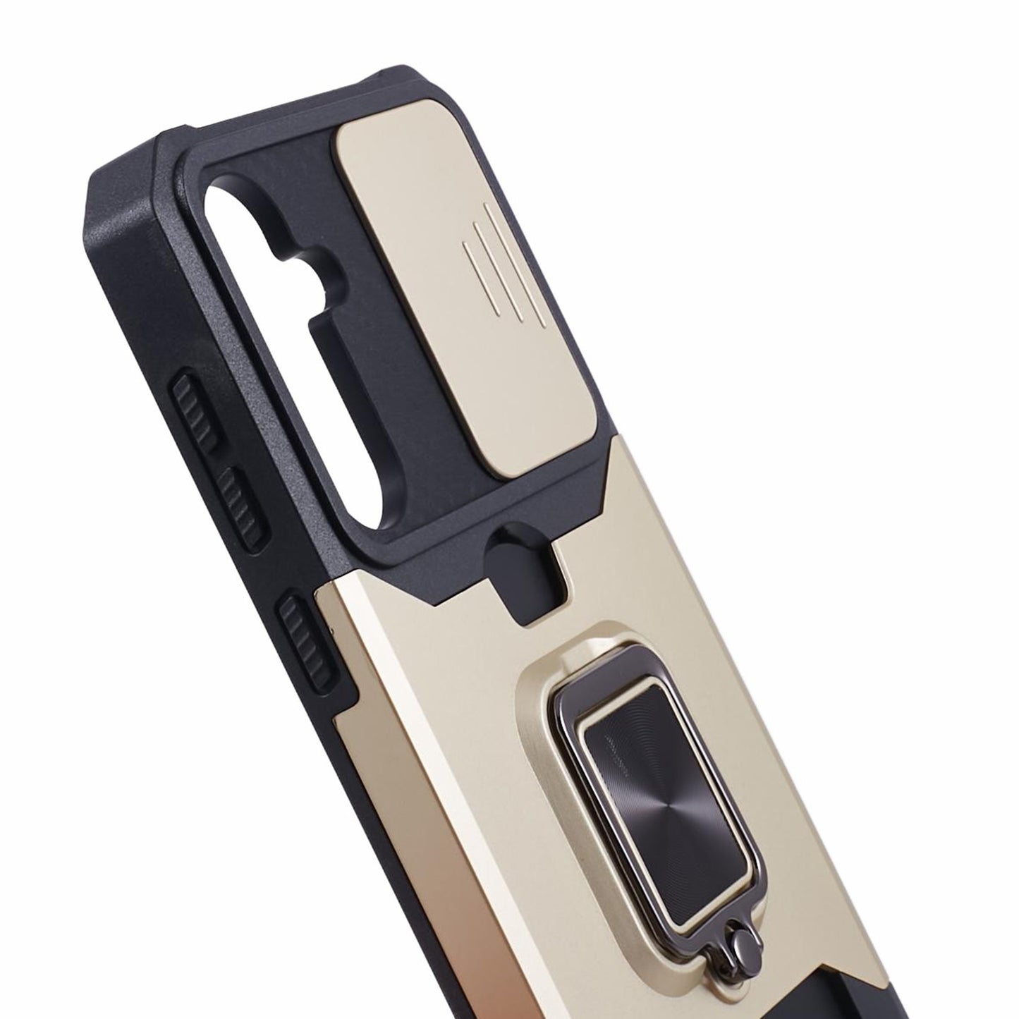 For Samsung Galaxy S24+ Kickstand Cover Camera Protection Phone Case - Gold