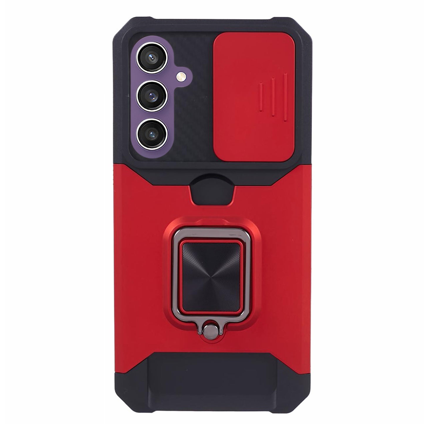 For Samsung Galaxy S24+ Kickstand Cover Camera Protection Phone Case - Red