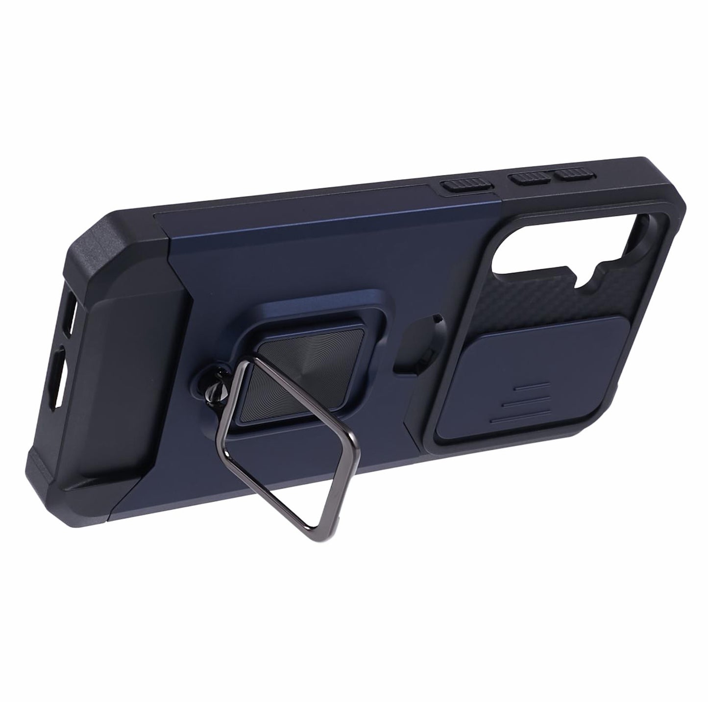 For Samsung Galaxy S24+ Kickstand Cover Camera Protection Phone Case - Navy Blue
