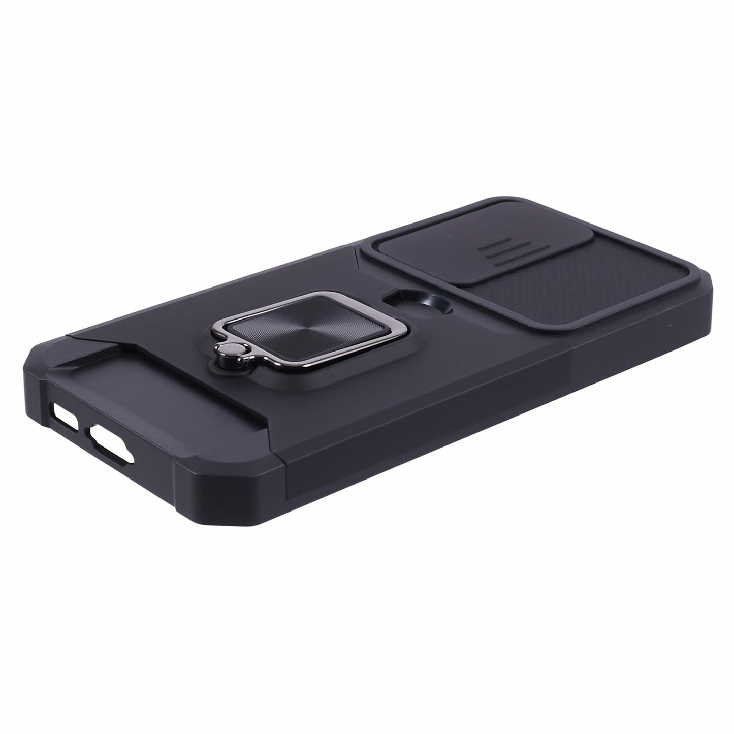 For Samsung Galaxy S24 Case with Slide Camera Cover Kickstand Phone Protector - Black