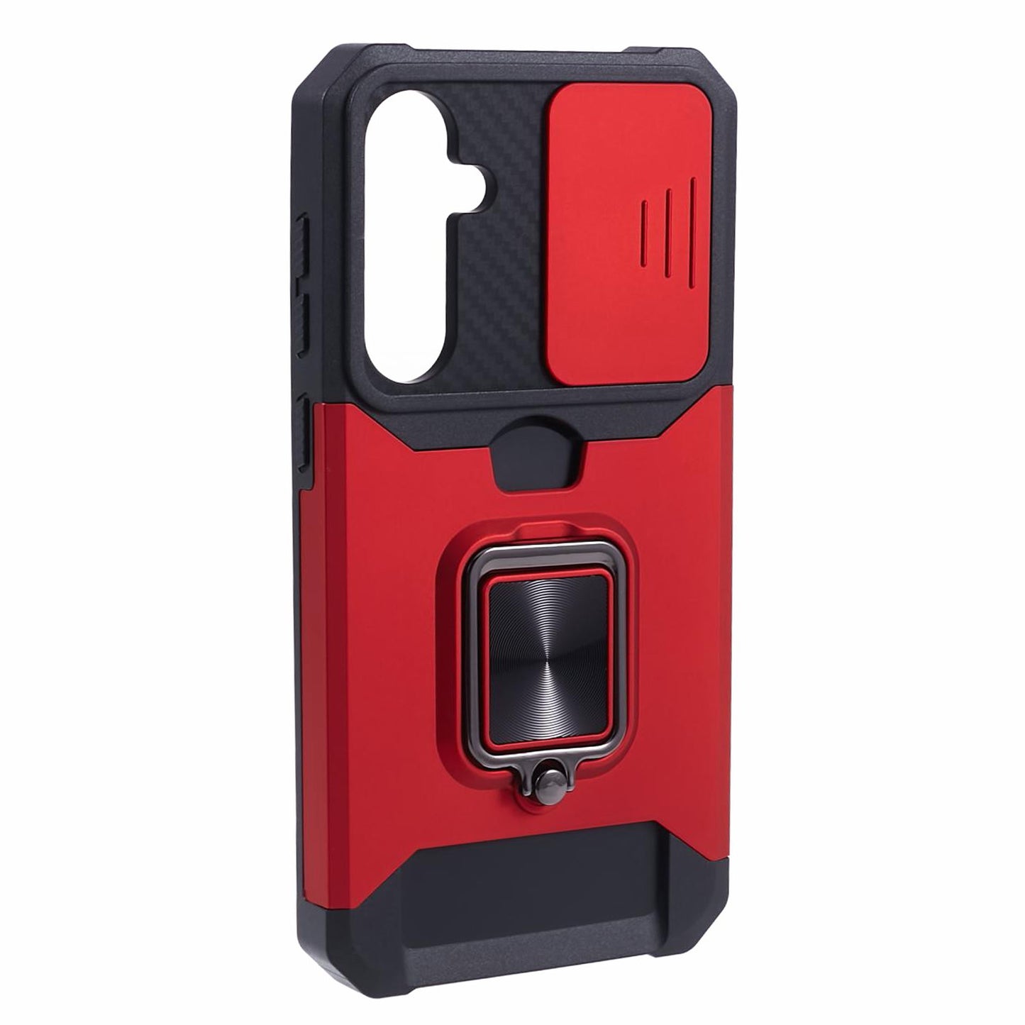 For Samsung Galaxy S24 Case with Slide Camera Cover Kickstand Phone Protector - Red