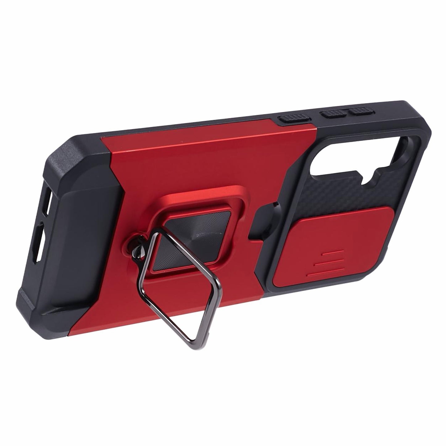 For Samsung Galaxy S24 Case with Slide Camera Cover Kickstand Phone Protector - Red