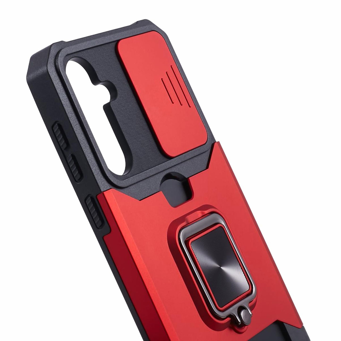 For Samsung Galaxy S24 Case with Slide Camera Cover Kickstand Phone Protector - Red