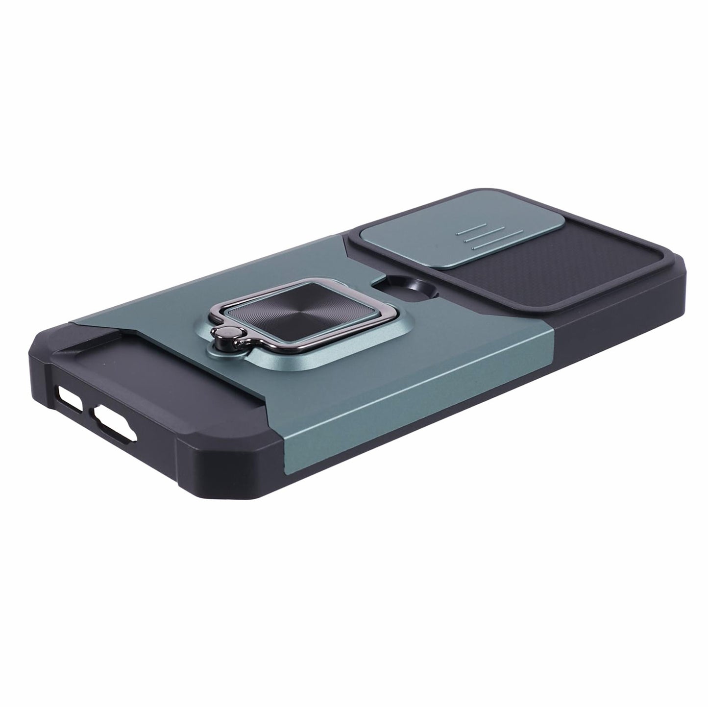 For Samsung Galaxy S24 Case with Slide Camera Cover Kickstand Phone Protector - Blackish Green