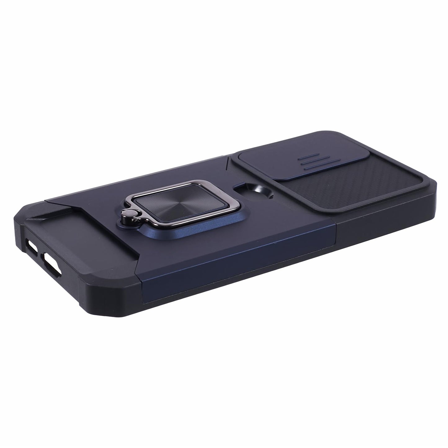 For Samsung Galaxy S24 Case with Slide Camera Cover Kickstand Phone Protector - Navy Blue