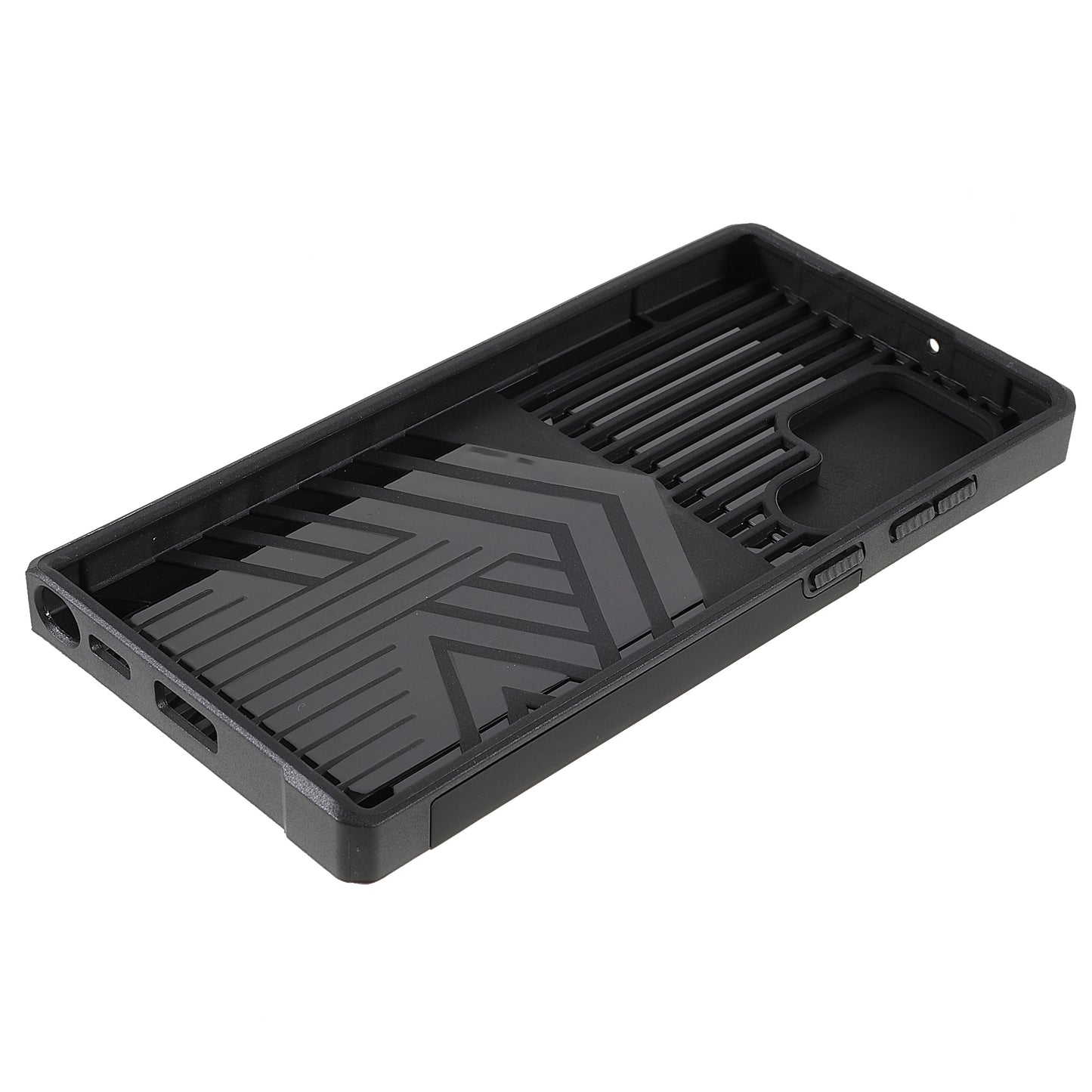 For Samsung Galaxy S24 Ultra Phone Case PC+TPU Kickstand Cover with Card Holder - Black