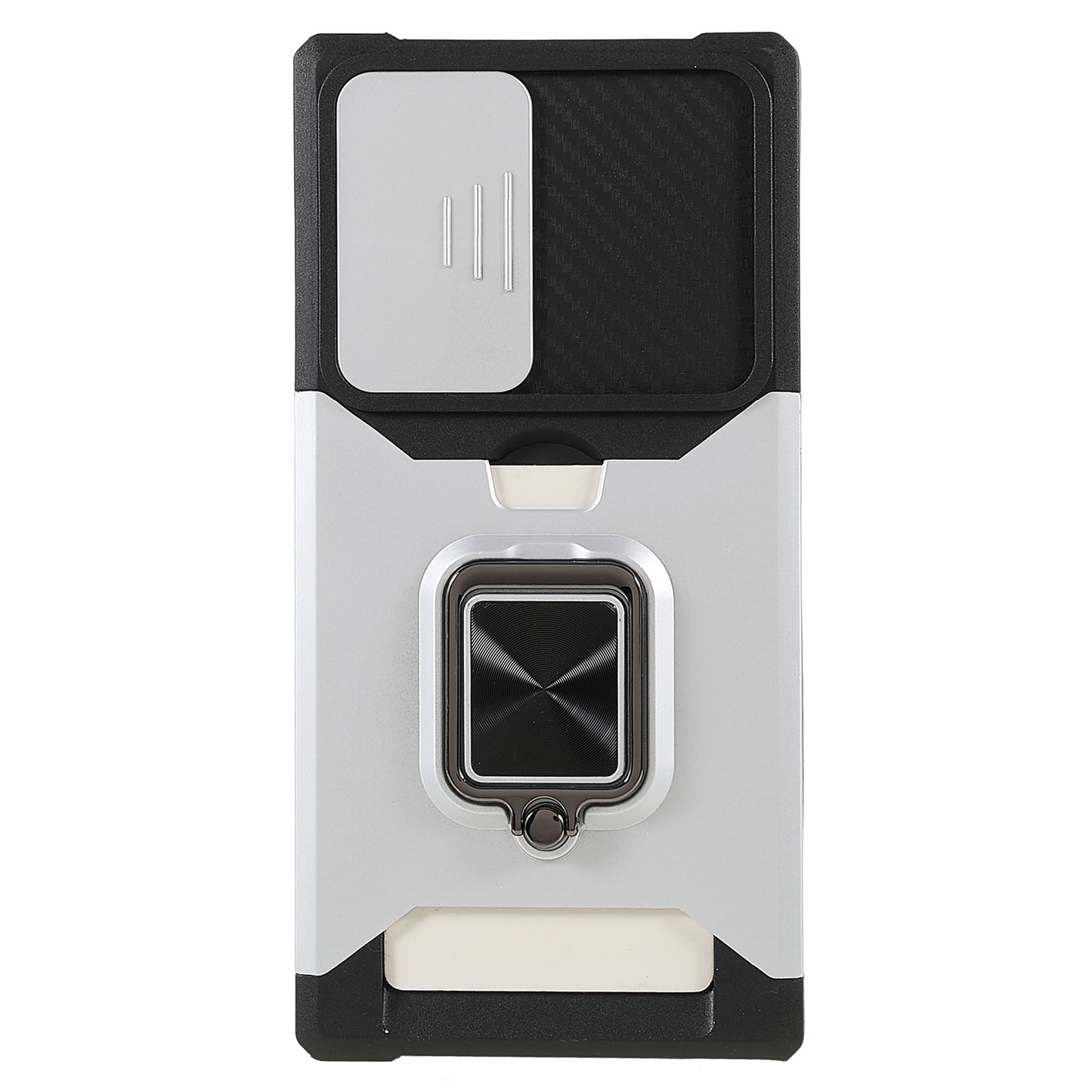 For Samsung Galaxy S24 Ultra Phone Case PC+TPU Kickstand Cover with Card Holder - Silver