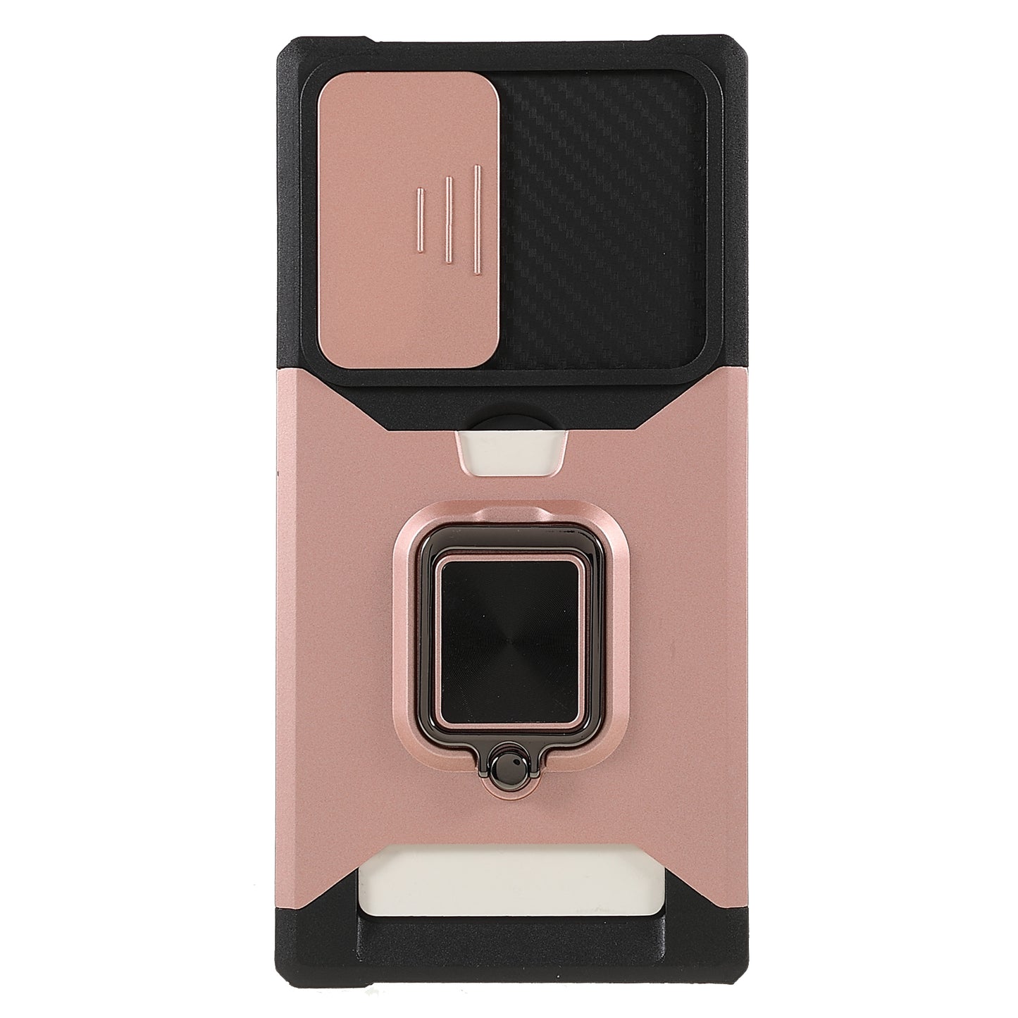 For Samsung Galaxy S24 Ultra Phone Case PC+TPU Kickstand Cover with Card Holder - Rose Gold