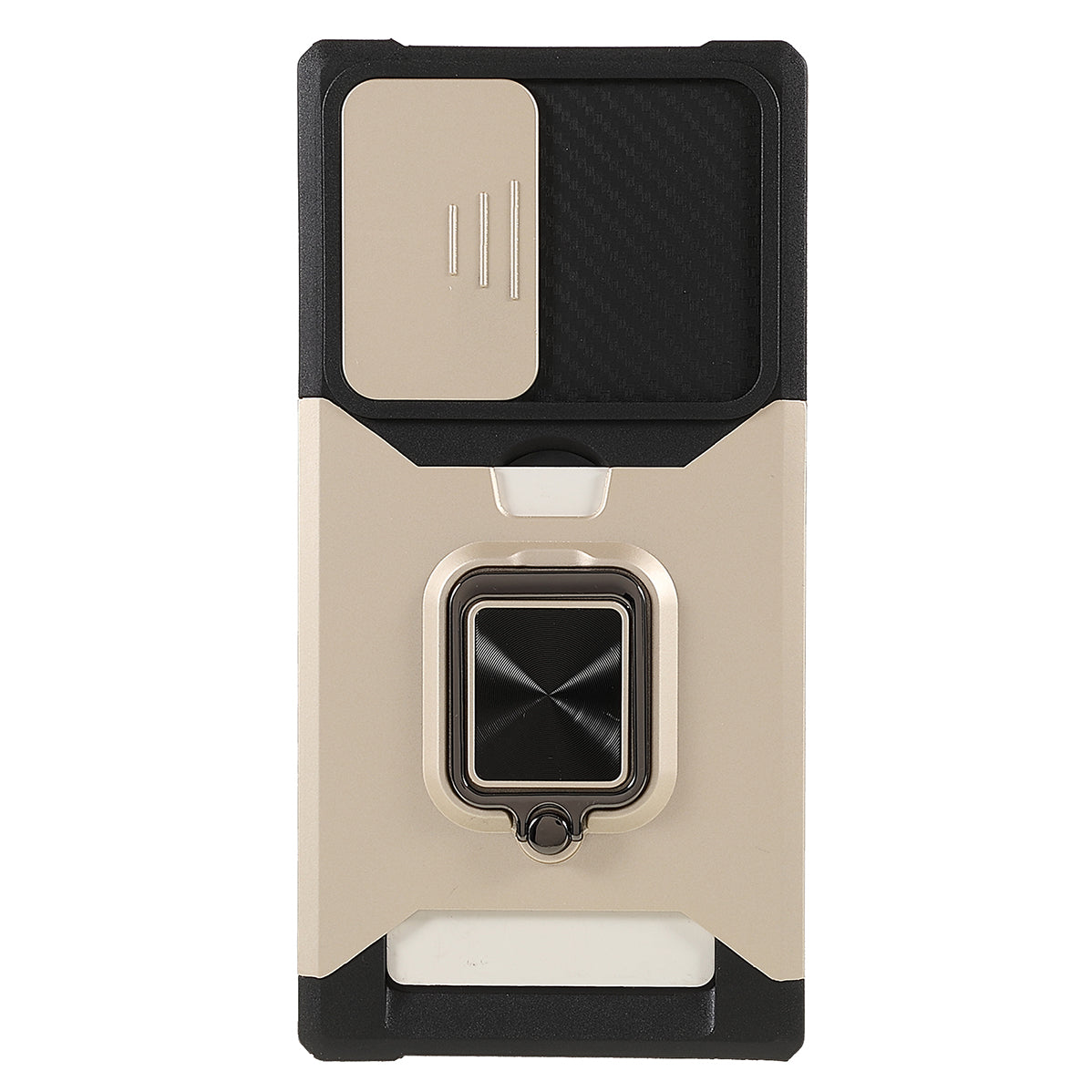 For Samsung Galaxy S24 Ultra Phone Case PC+TPU Kickstand Cover with Card Holder - Gold
