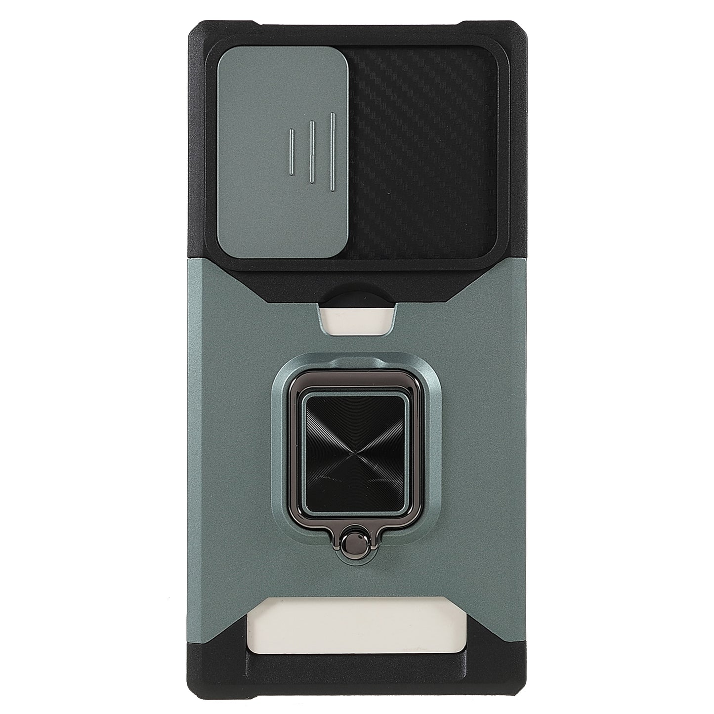 For Samsung Galaxy S24 Ultra Phone Case PC+TPU Kickstand Cover with Card Holder - Blackish Green