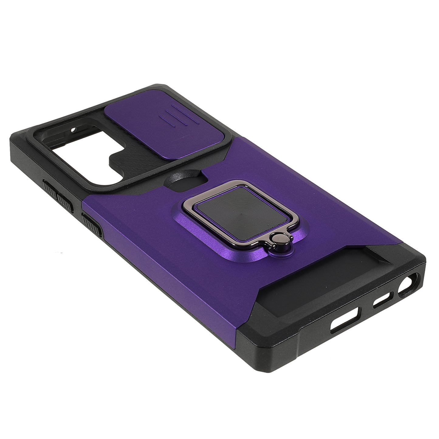 For Samsung Galaxy S24 Ultra Phone Case PC+TPU Kickstand Cover with Card Holder - Purple
