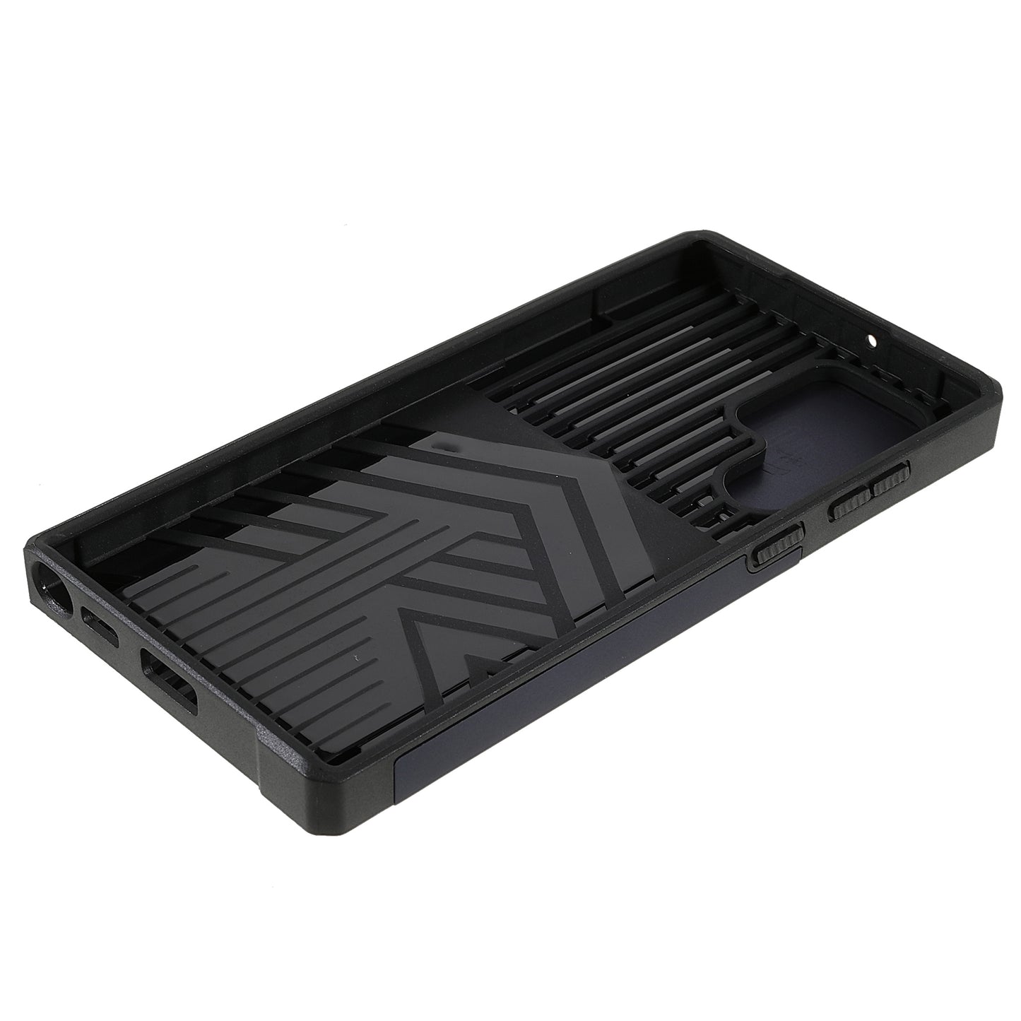 For Samsung Galaxy S24 Ultra Phone Case PC+TPU Kickstand Cover with Card Holder - Navy Blue