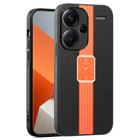 KADEM For Xiaomi Redmi Note 13 Pro+ 5G Case Impact Resistant PU Leather+TPU+Acrylic Phone Cover - Orange