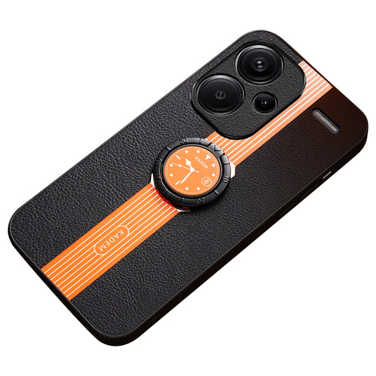 KADEM For Xiaomi Redmi Note 13 Pro+ Case PU Leather+TPU+Acrylic Anti-collision Phone Cover - Orange