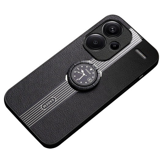 KADEM For Xiaomi Redmi Note 13 Pro+ Case PU Leather+TPU+Acrylic Anti-collision Phone Cover - Black