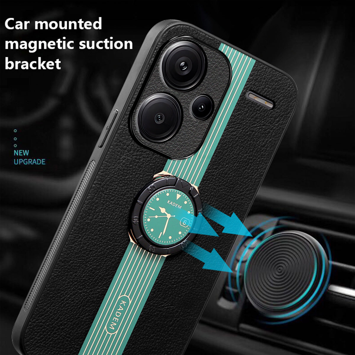 KADEM For Xiaomi Redmi Note 13 Pro+ Case PU Leather+TPU+Acrylic Anti-collision Phone Cover - Green