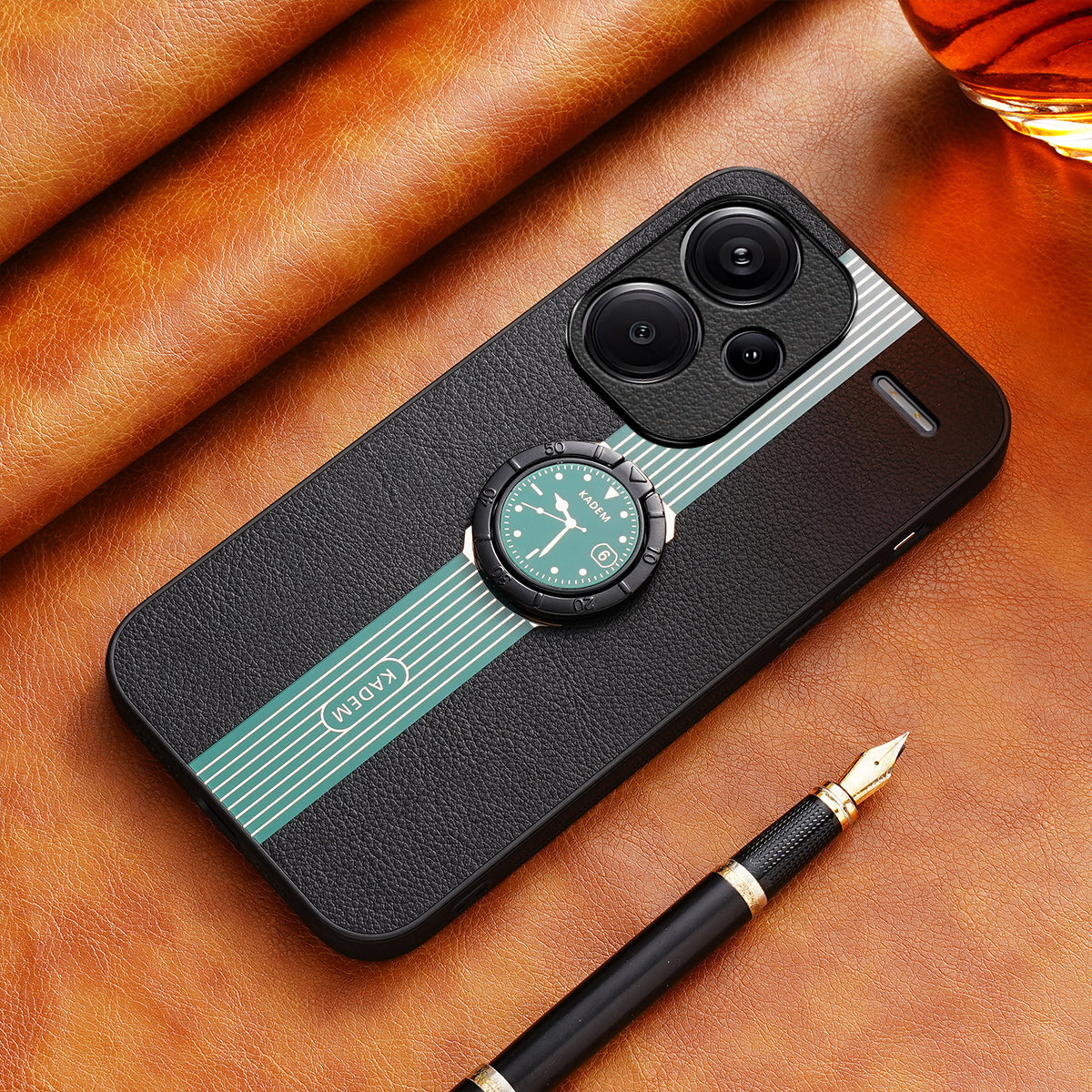 KADEM For Xiaomi Redmi Note 13 Pro+ Case PU Leather+TPU+Acrylic Anti-collision Phone Cover - Green