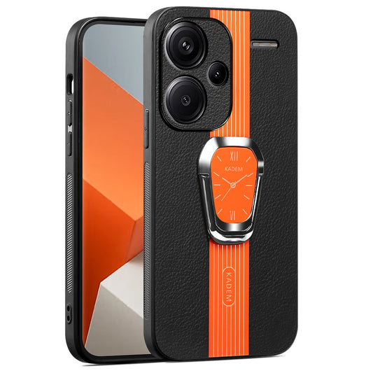 KADEM For Xiaomi Redmi Note 13 Pro+ Case Back Guard PU Leather+TPU+Acrylic Phone Cover - Orange