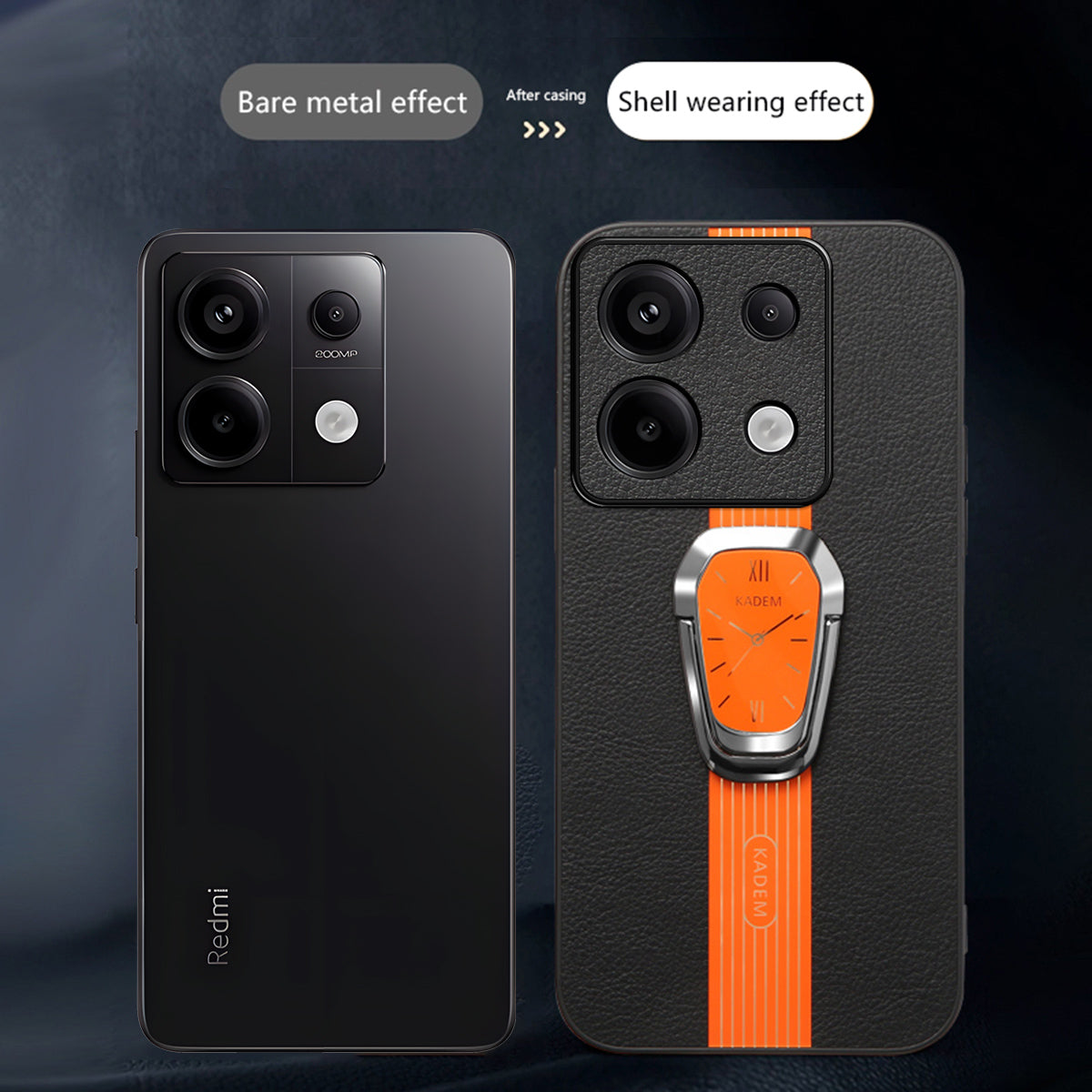 KADEM For Xiaomi Redmi Note 13 5G Case Anti-scratch Kickstand Phone Protector - Black