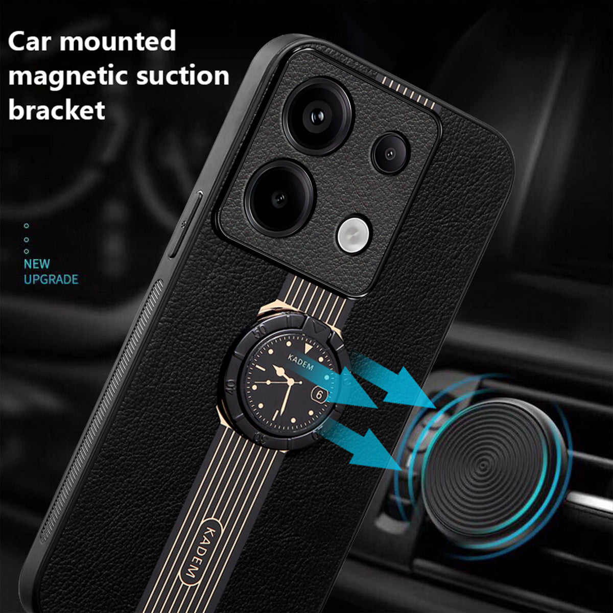 KADEM For Xiaomi Redmi Note 13 5G Case Rotation Kickstand Protective Phone Cover - Black