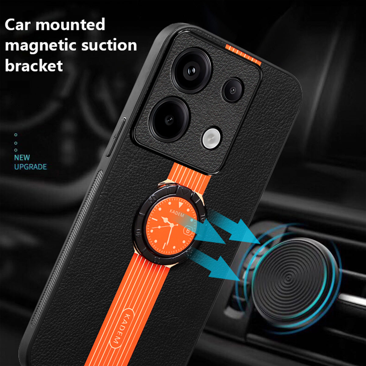 KADEM For Xiaomi Redmi Note 13 5G Case Rotation Kickstand Protective Phone Cover - Orange
