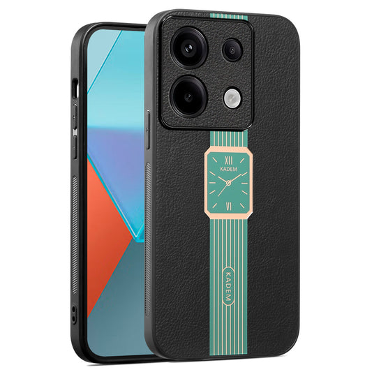 KADEM For Xiaomi Redmi Note 13 5G Cover Electroplating Phone PU Leather+TPU+Acrylic Back Case - Green