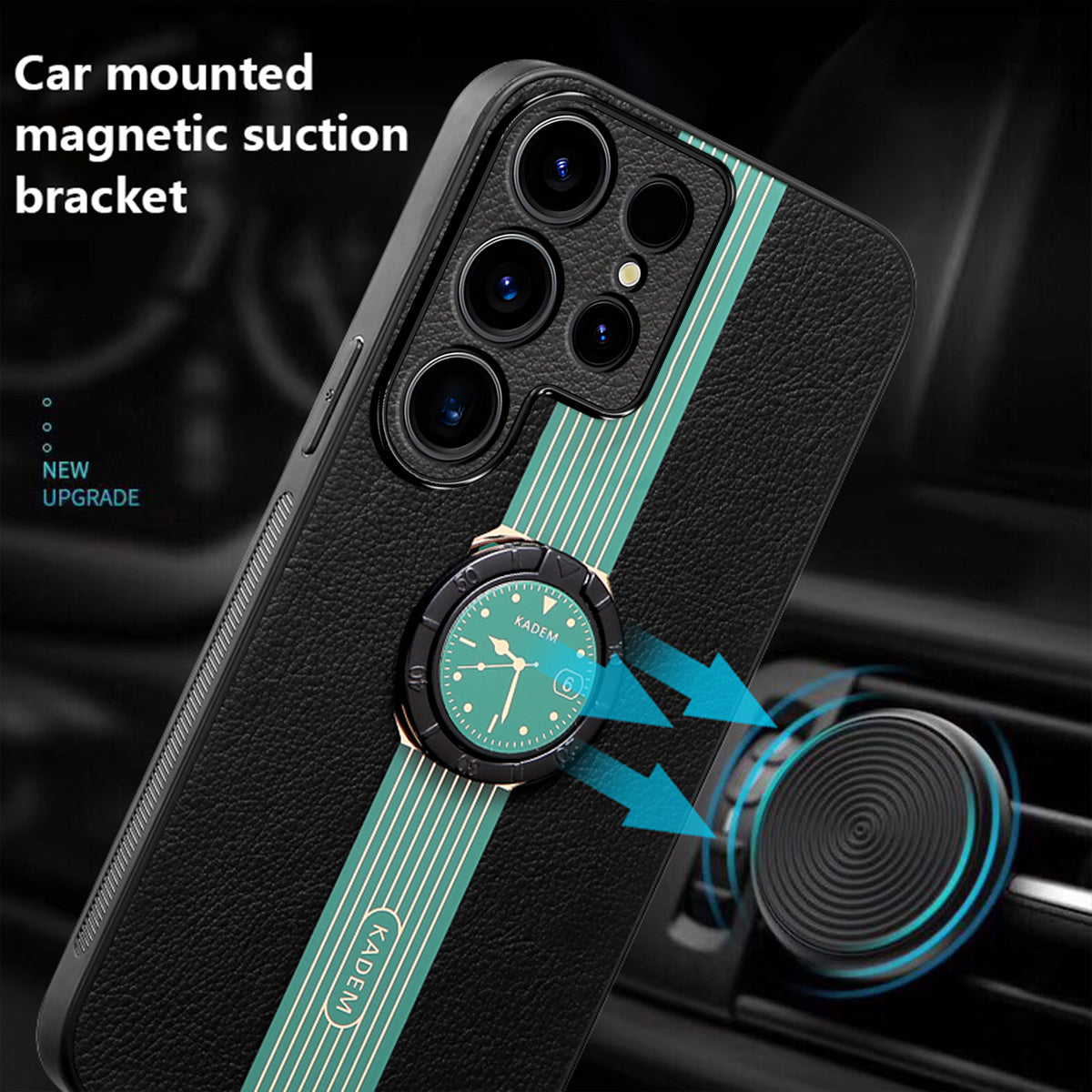 KADEM For Samsung Galaxy S24 Ultra Case Shockproof Ring Kickstand Phone Cover - Green