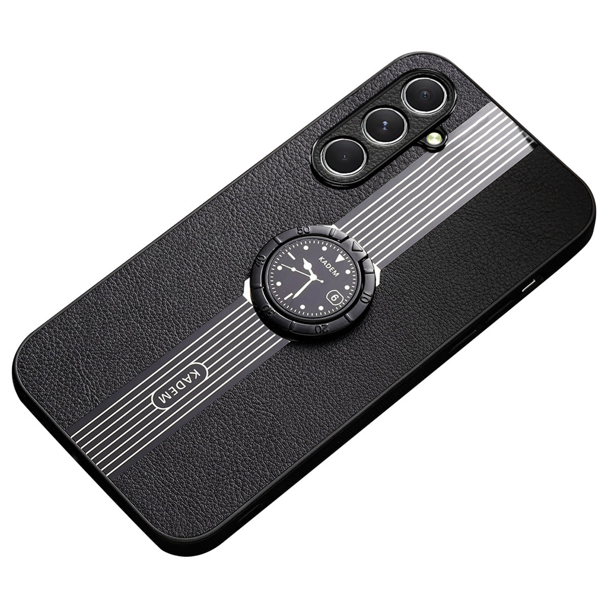 KADEM For Samsung Galaxy S24+ Case Electroplating Ring Kickstand Anti-scratch Phone Cover - Black