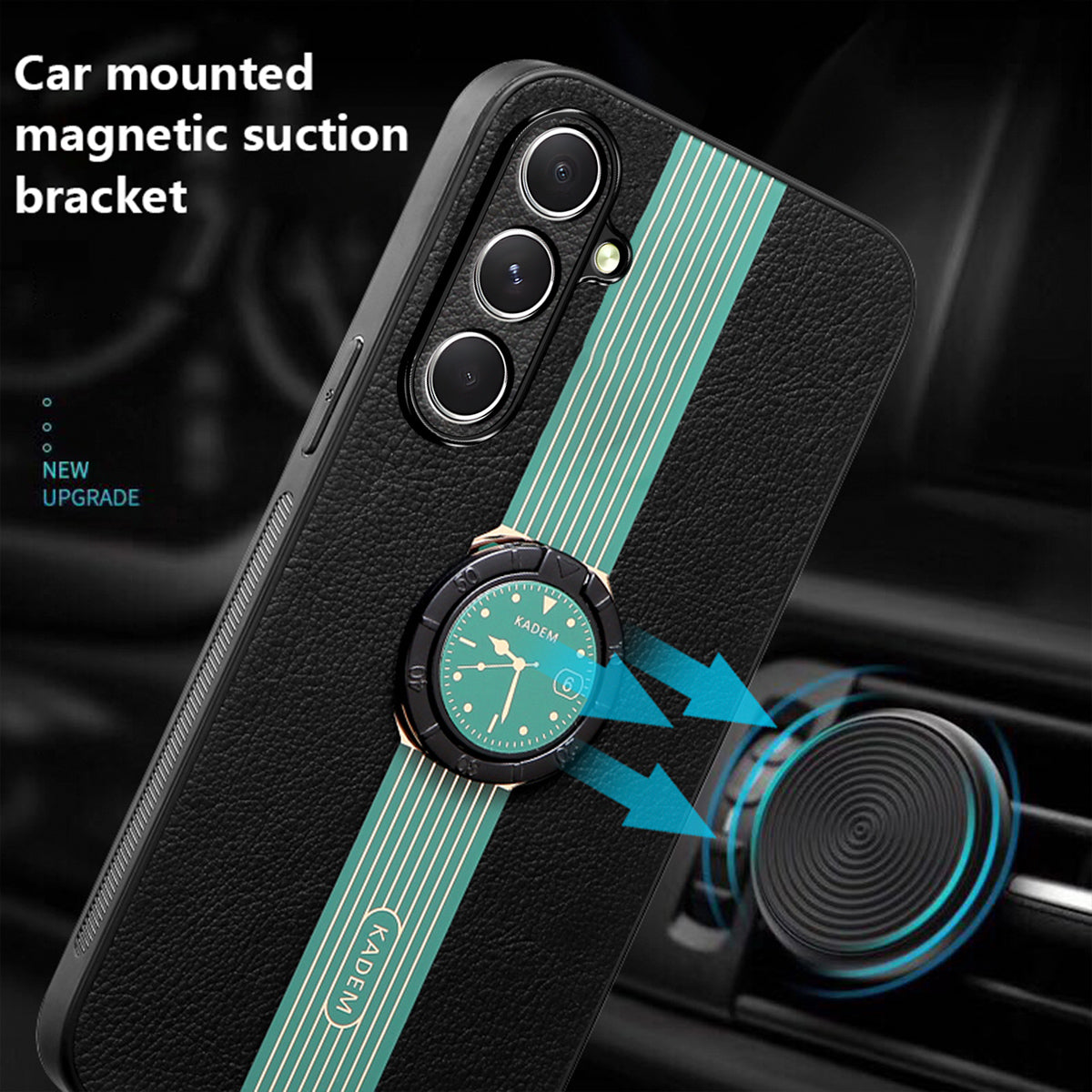 KADEM For Samsung Galaxy S24+ Case Electroplating Ring Kickstand Anti-scratch Phone Cover - Green