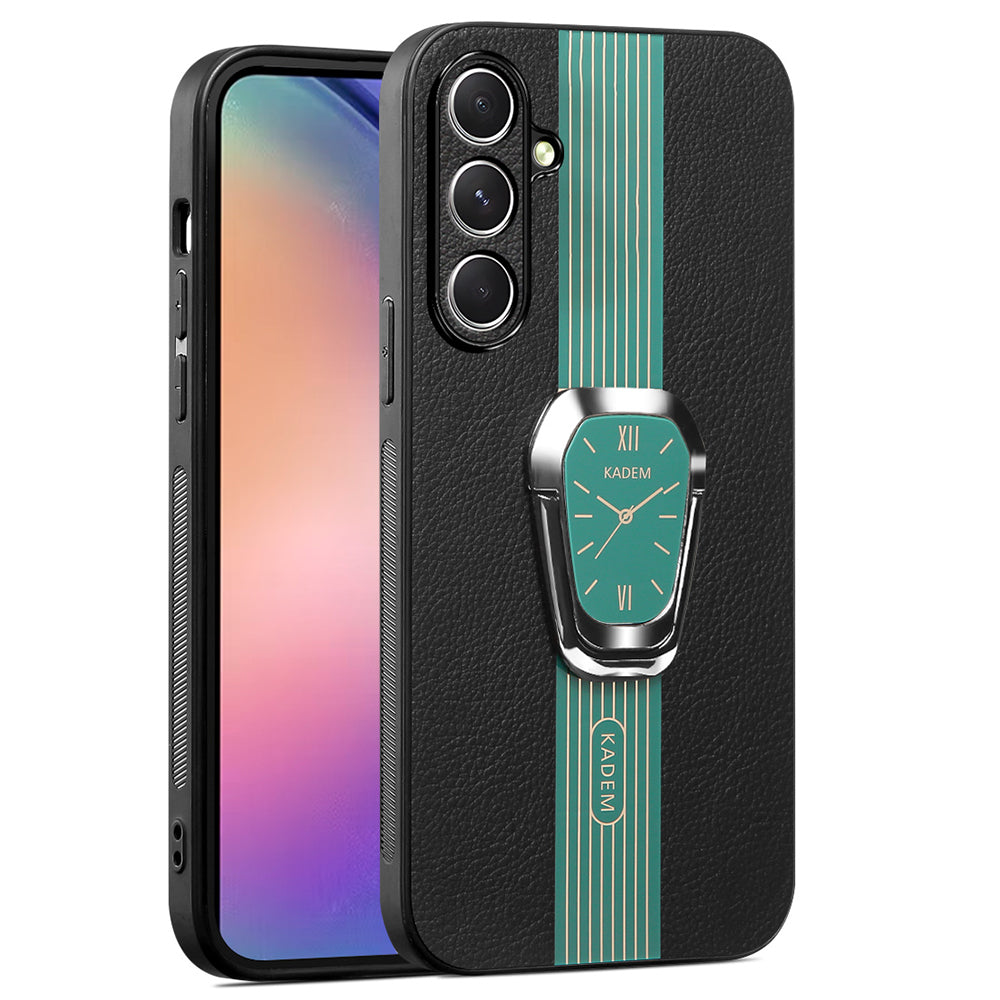 KADEM For Samsung Galaxy S24 Case PU Leather+TPU+Acrylic Kickstand Phone Guard Cover - Green