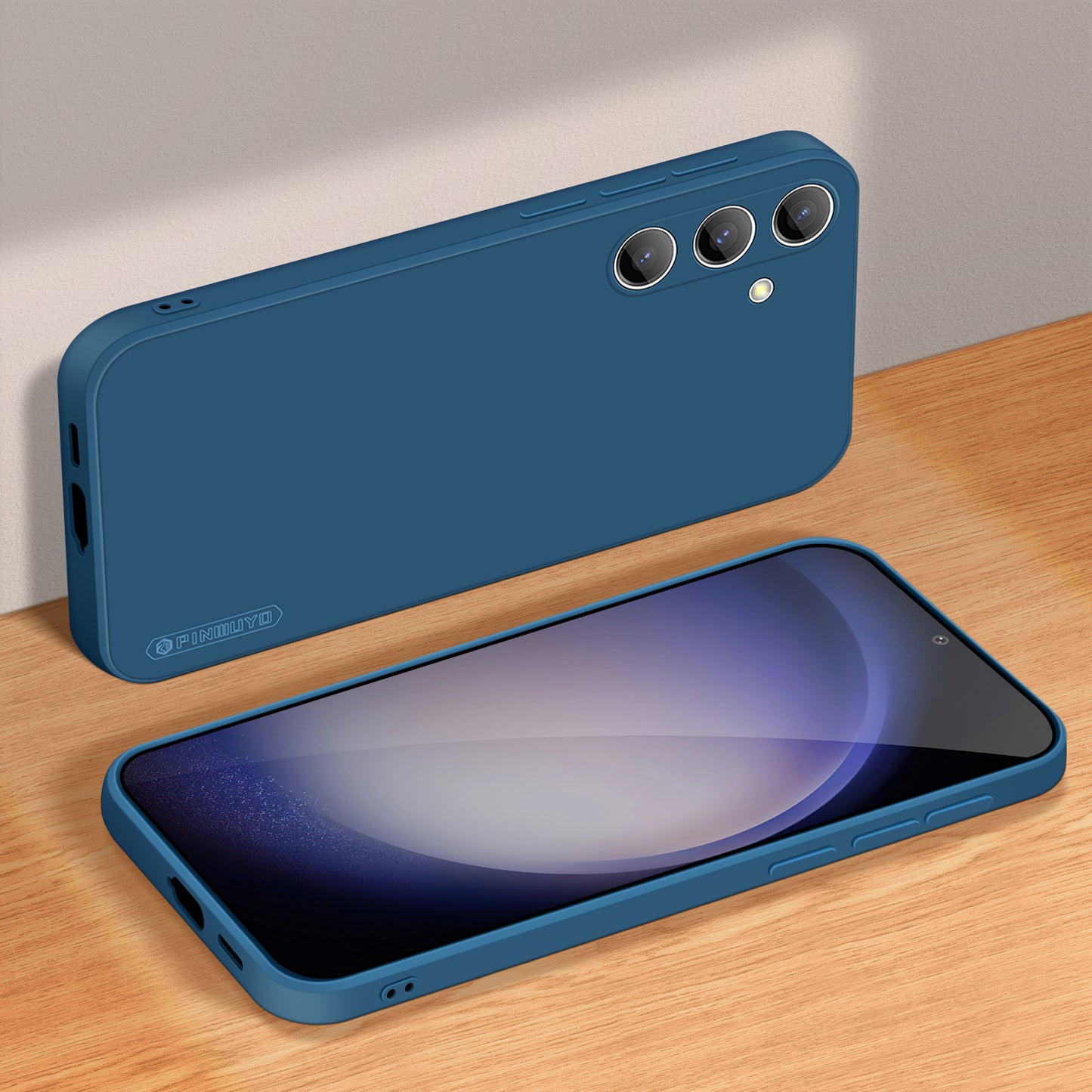 PINWUYO JK Touching Series for Samsung Galaxy S24 Phone Case Drop-proof TPU Protective Cover - Navy Blue