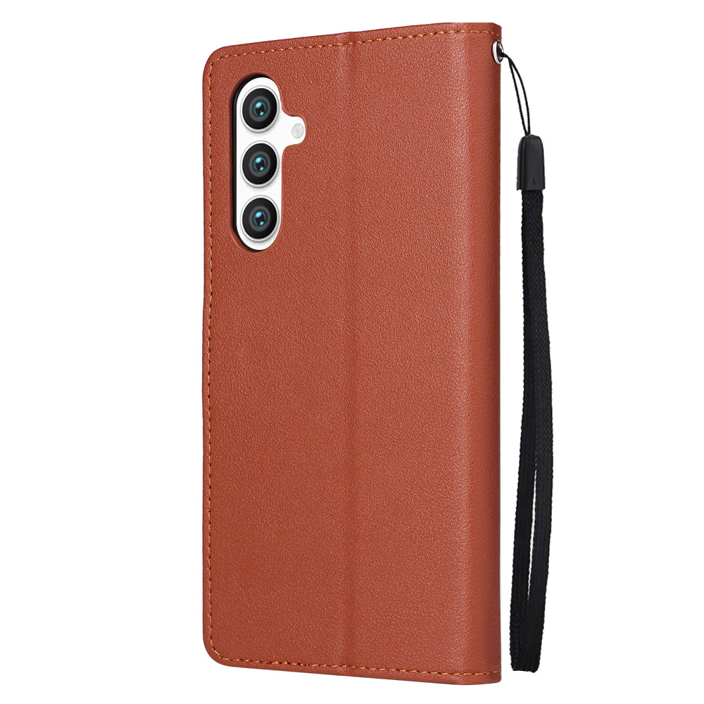 For Samsung Galaxy S24+ Leather Case Wallet Magnetic Clasp Phone Cover - Brown