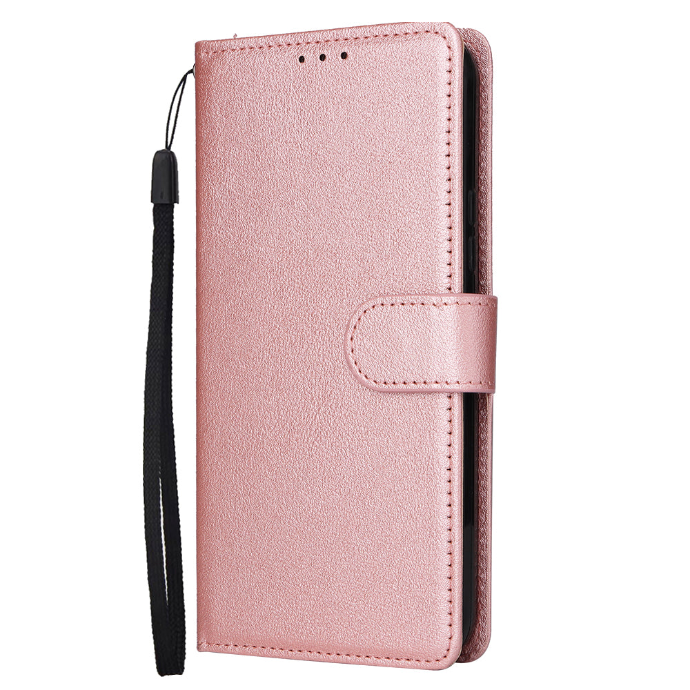 For Samsung Galaxy S24+ Leather Case Wallet Magnetic Clasp Phone Cover - Rose Gold