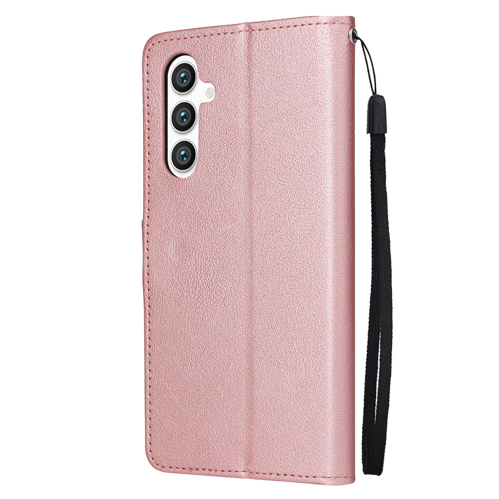 For Samsung Galaxy S24+ Leather Case Wallet Magnetic Clasp Phone Cover - Rose Gold