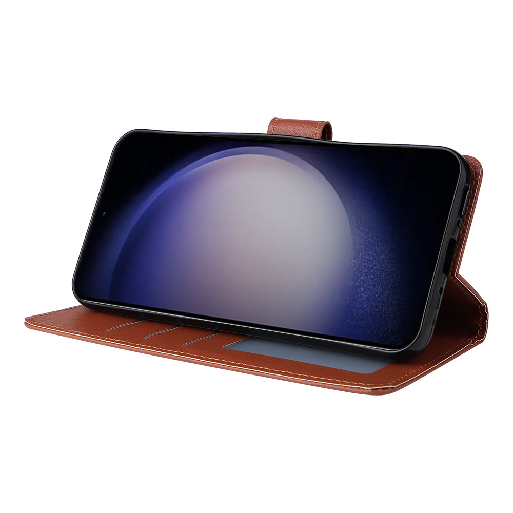 For Samsung Galaxy S24 Case PU Leather Stand Wallet Phone Cover - Brown