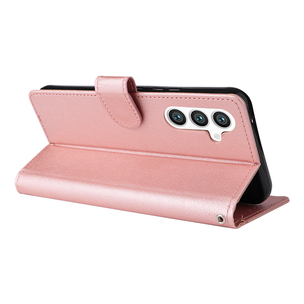 For Samsung Galaxy S24 Case PU Leather Stand Wallet Phone Cover - Rose Gold