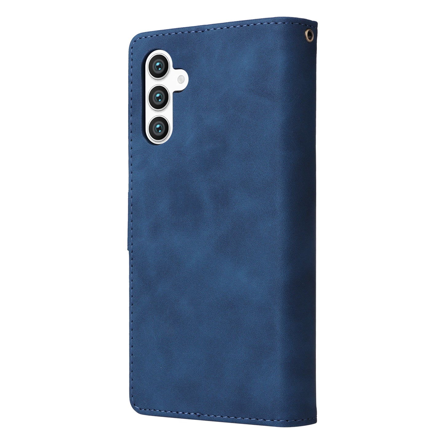 For Samsung Galaxy S24+ Case Multiple Card Slots PU Leather Zipper Pocket Cover - Blue